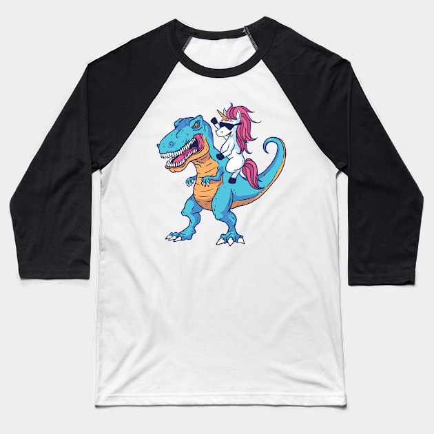 Unicorn T-rex Baseball T-Shirt by TomCage